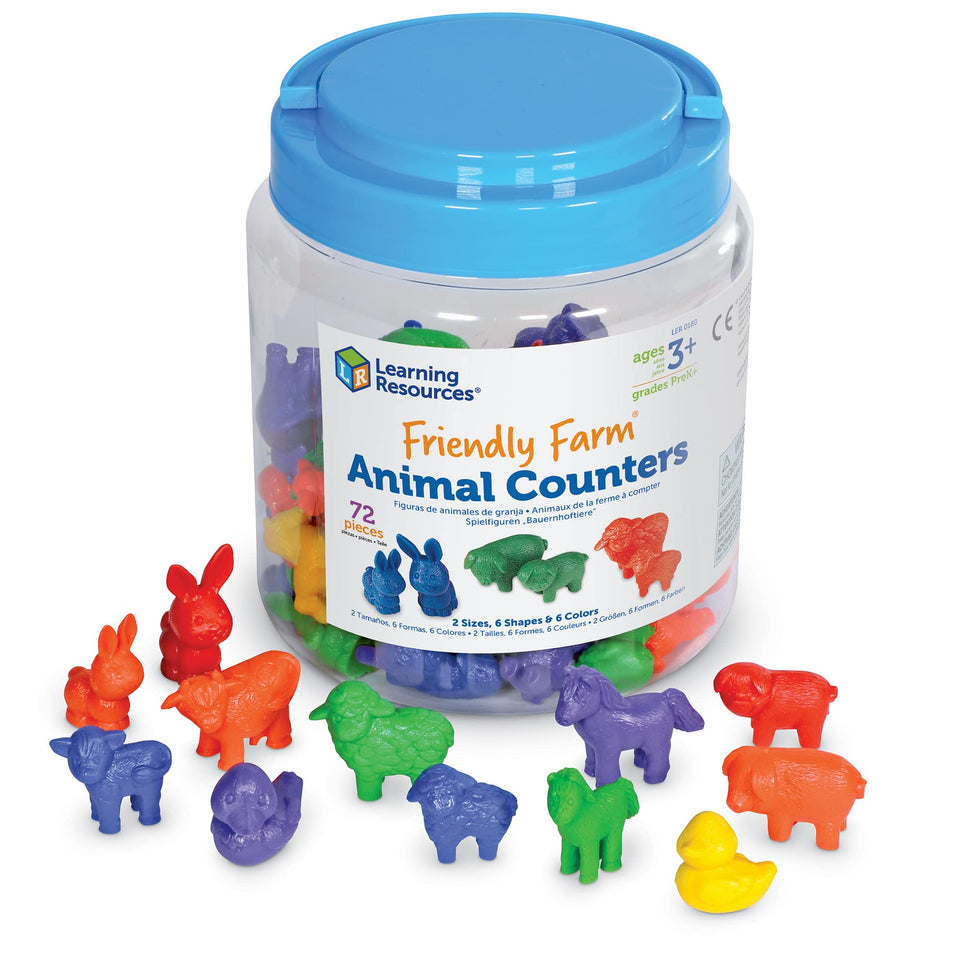 Learning Resources Friendly Farm Animal Counters in tub for early math play
