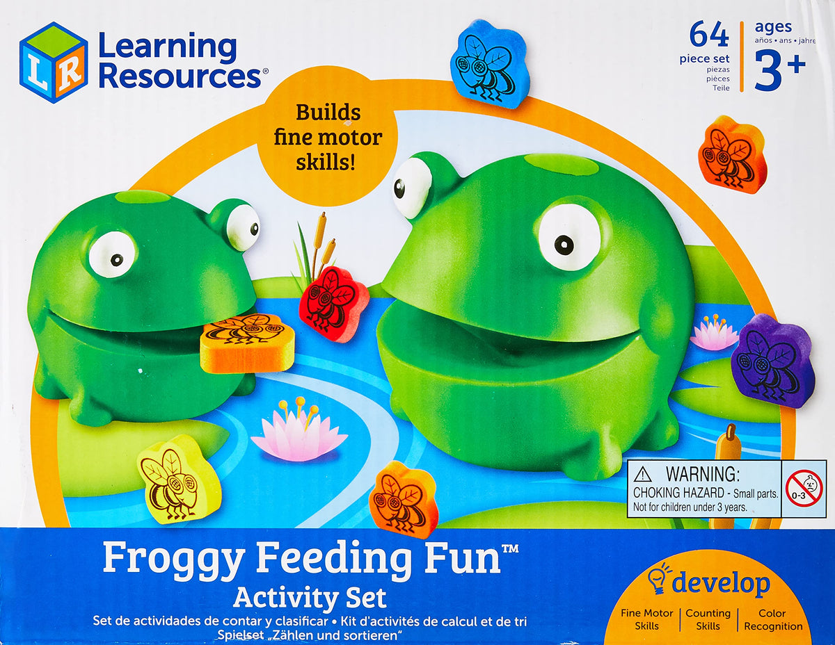 Learning Resources Froggy Feeding Fun Game with two frogs encourages color recognition and fine motor skills
