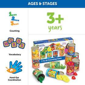 Learning Resources fruits close-up on cans helps colorful recognition and vocabulary building