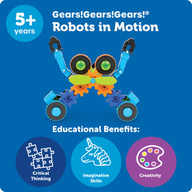 Learning Resources Gears in Motion STEM activity guide inspires three robot designs.
