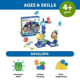 Learning Resources Gears! Space Explorers colorful stickers add personalization to projects.