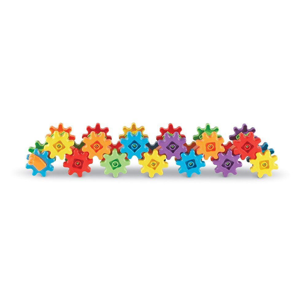 Learning Resources Gears Starter Building Set bright colors help differentiate gears for quick learning.