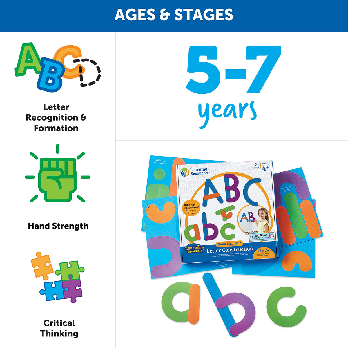 Learning Resources Giant Magnetic Letter Construction is a durable tool for classrooms and homes
