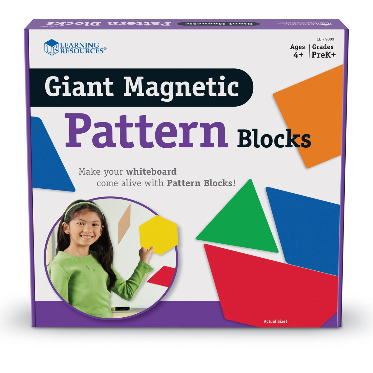 Learning Resources giant magnetic pattern blocks hexagon highlight for early geometry practice.