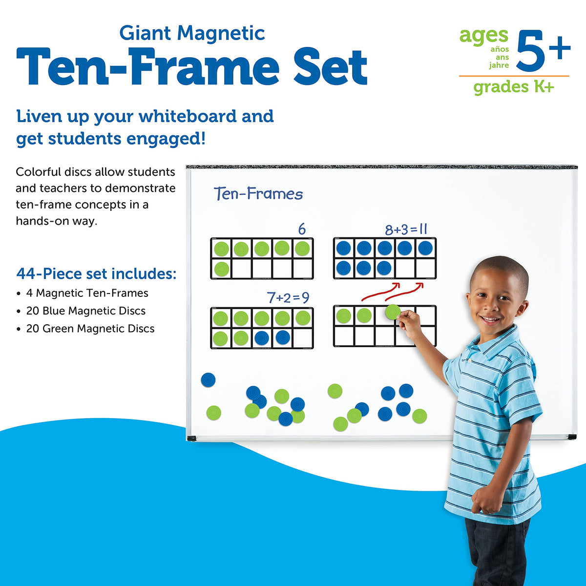 Learning Resources giant ten frame set frames measure 12.25 inches by 5 inches