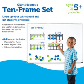 Learning Resources giant ten frame set frames measure 12.25 inches by 5 inches