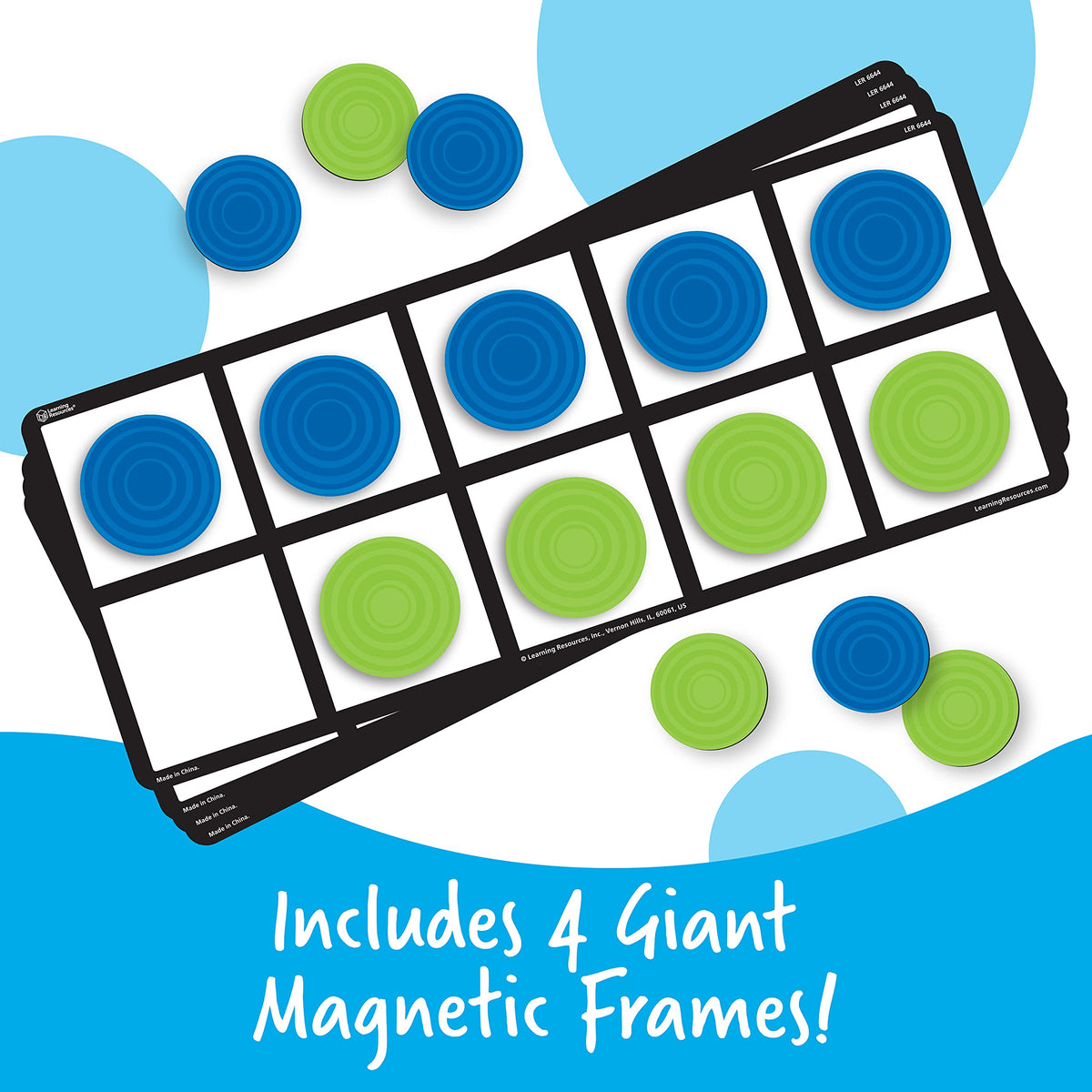 Learning Resources giant ten frame set includes instruction guide for easy setup