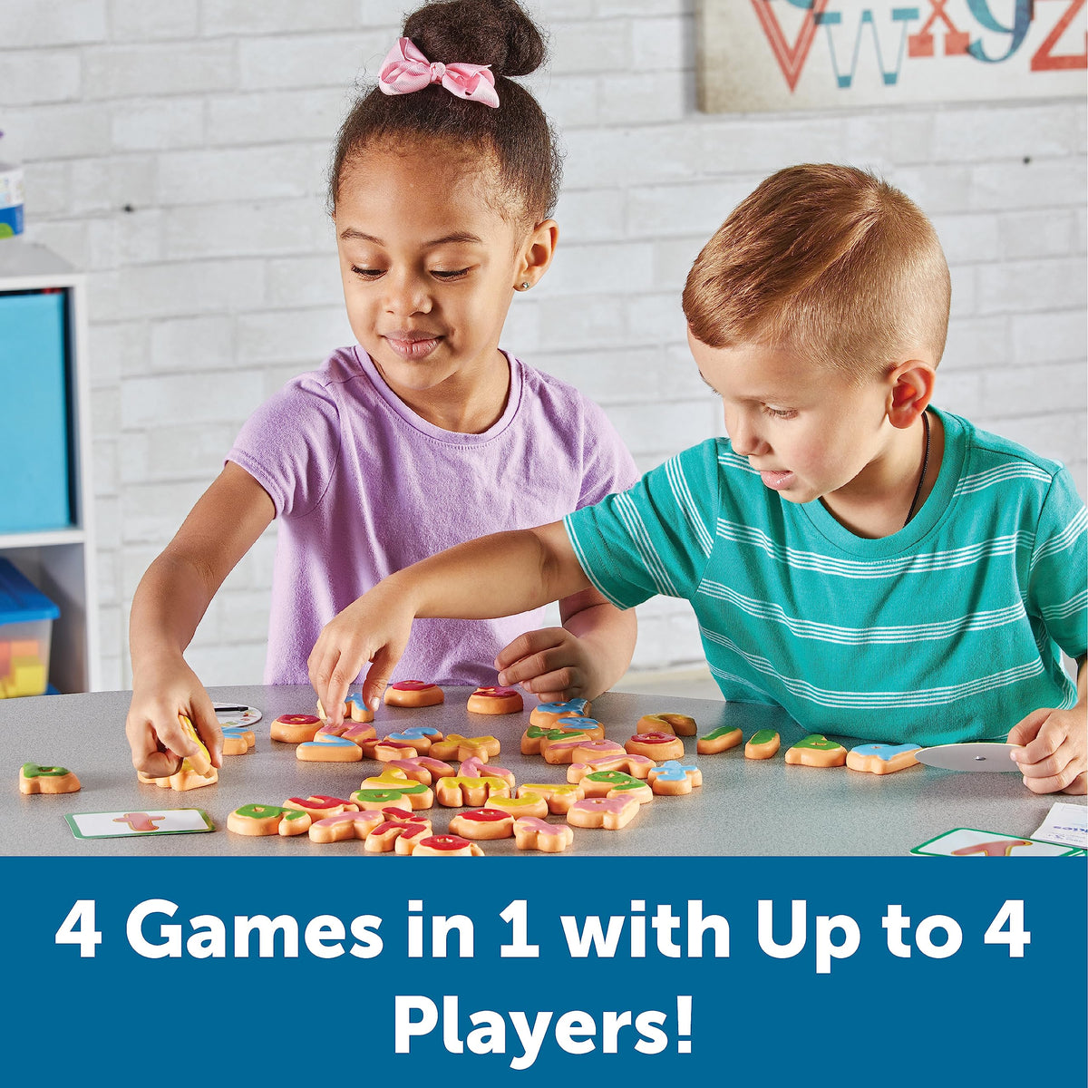 Learning Resources Goodie Games ABC Cookies include four progressive games for growth.