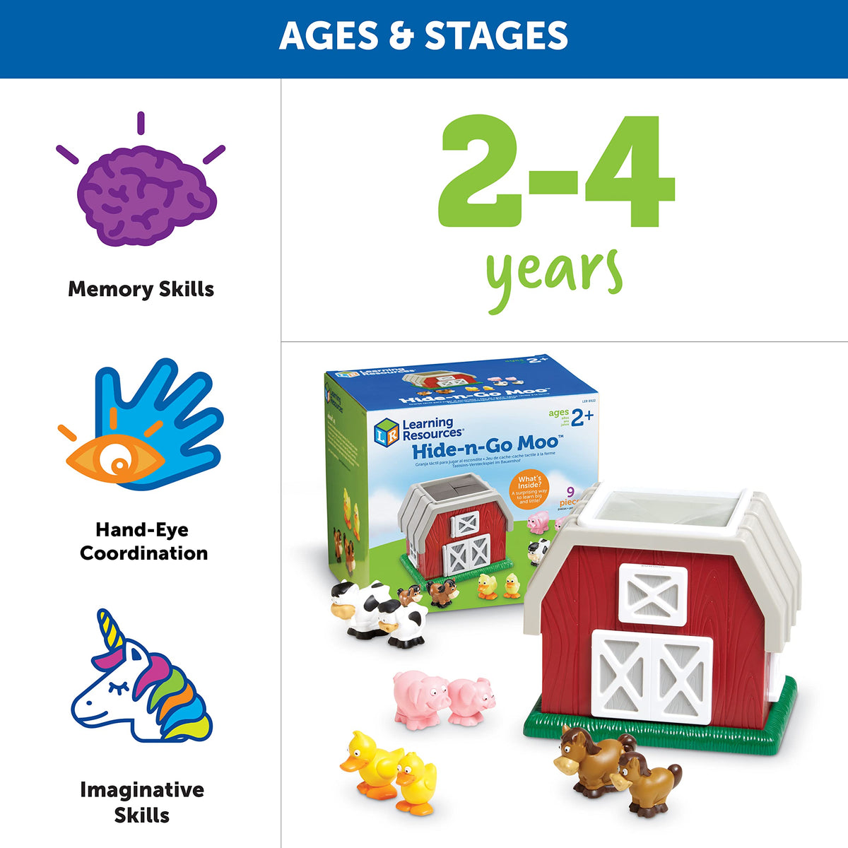 Learning Resources Hide-N-Go Moo barn exterior with vinyl flaps.