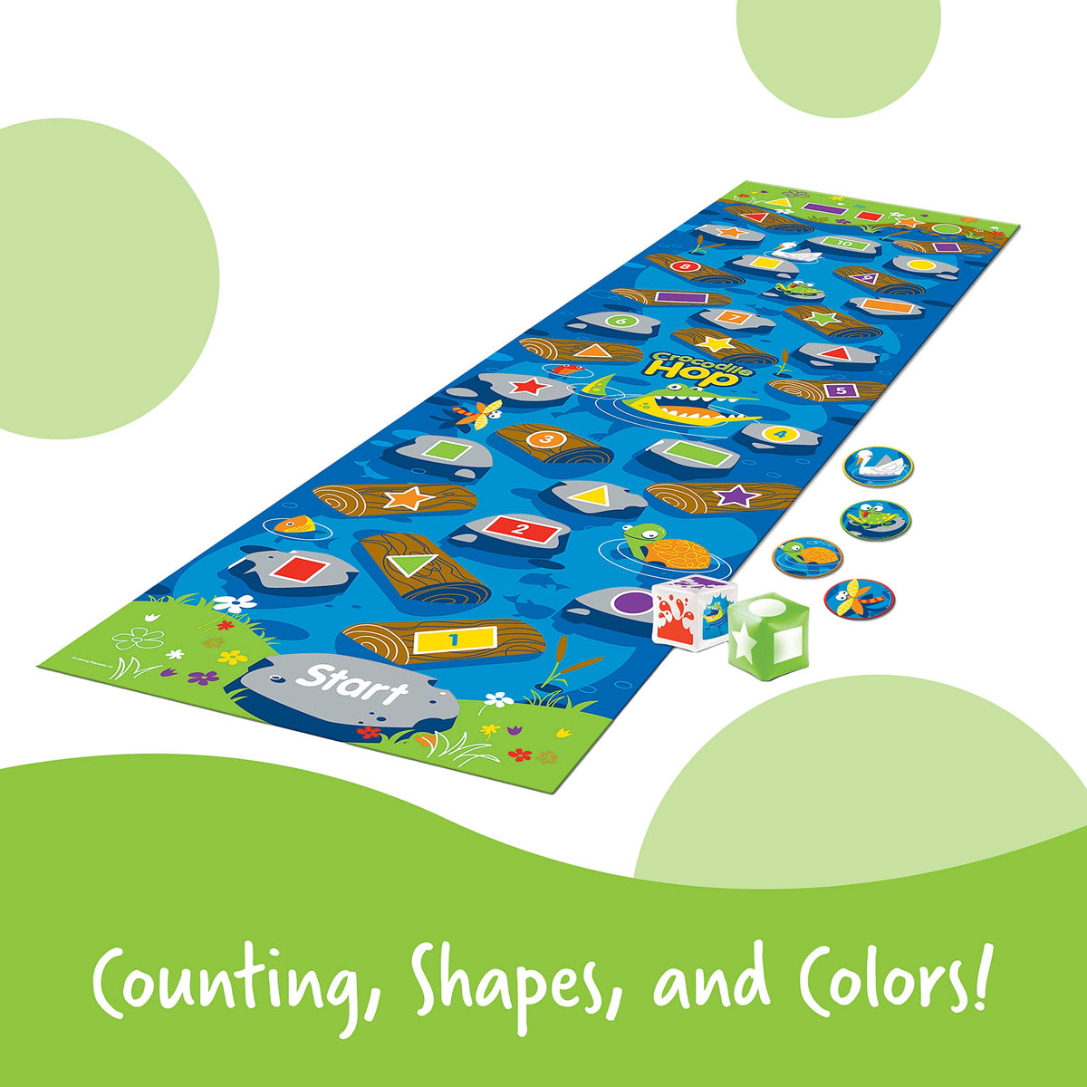 Learning Resources inflatable cubes provide tactile play for counting practice and direction following.