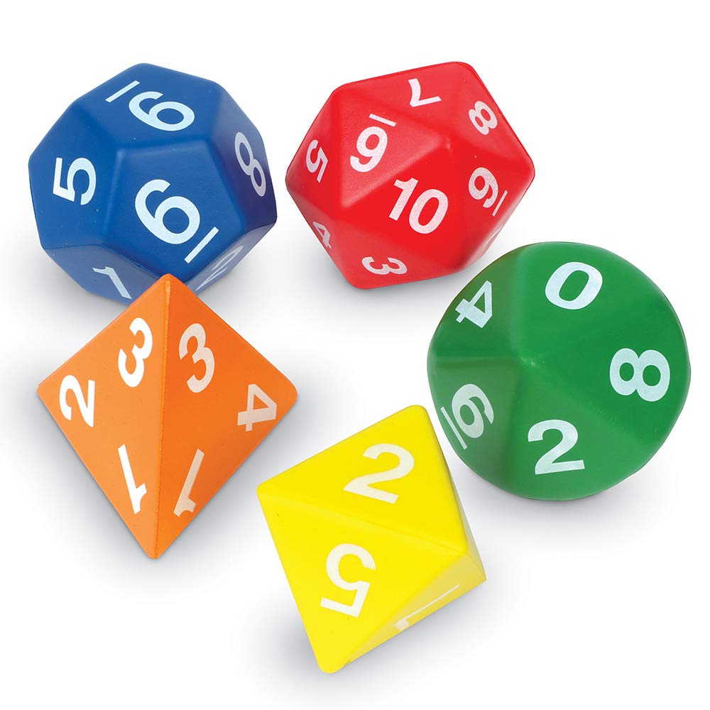 Learning Resources jumbo foam d10 dice offer durable, kid safe play