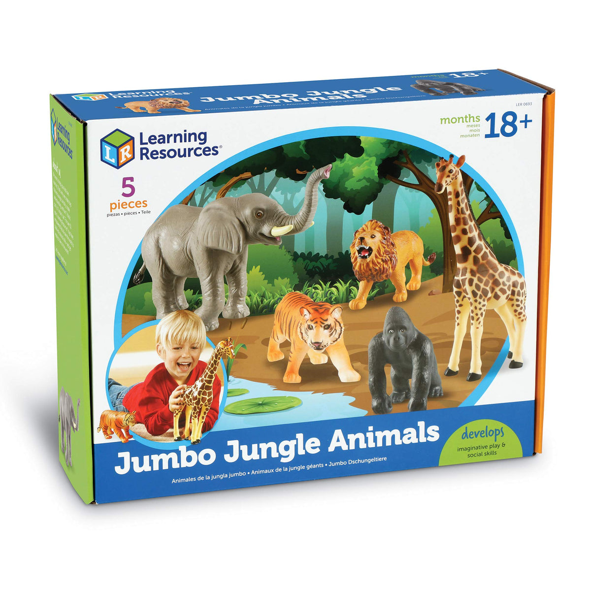 Learning Resources Jumbo Jungle Playset showcases durable, dishwasher-safe plastic toys.