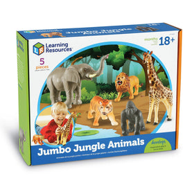 Learning Resources Jumbo Jungle Playset showcases durable, dishwasher-safe plastic toys.