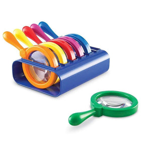 Learning Resources jumbo magnifier with stand, green, ideal for classroom science explorations.