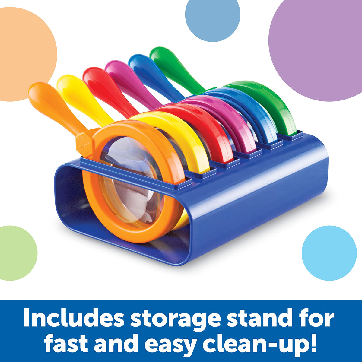 Learning Resources jumbo magnifier with stand, purple, ideal for classroom science explorations.