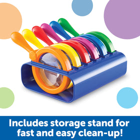 Learning Resources jumbo magnifier with stand, purple, ideal for classroom science explorations.