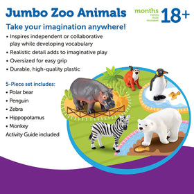 Learning Resources Jumbo Zoo Hippo figurine offers tactile play and display size.