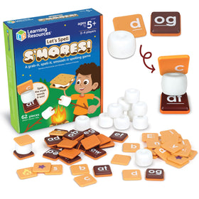 Learning Resources Let's Spell S'mores letters on graham crackers support early word-building practice.