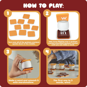 Learning Resources Let's Spell S'mores game pieces promote cooperative learning for 2-4 players.