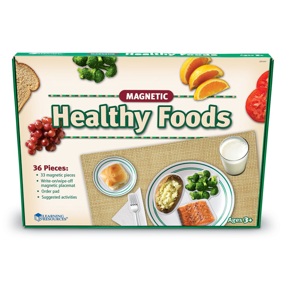 Learning Resources lifelike food magnets inspire sorting, matching, and vocabulary development.