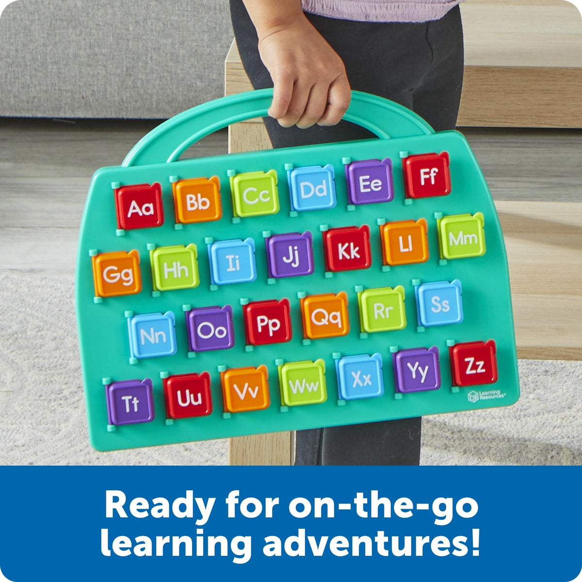 Learning Resources Lift-a-Letter board strengthens fine motor skills through door interactions.