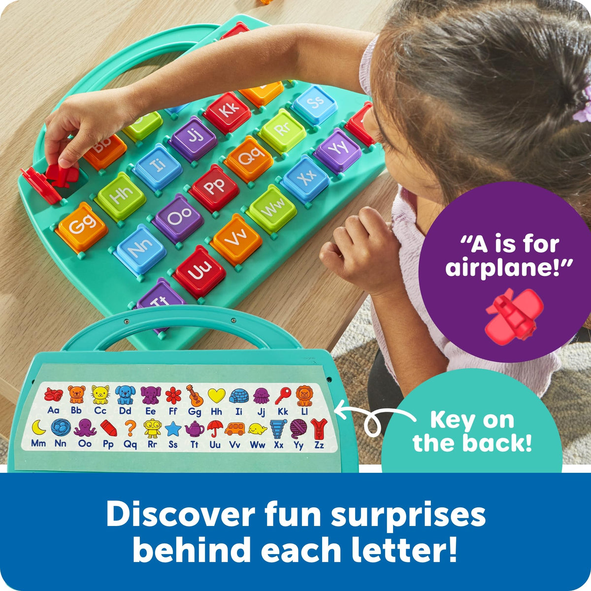 Learning Resources Lift-a-Letter mini figures A to Z encourage matching and vocabulary.