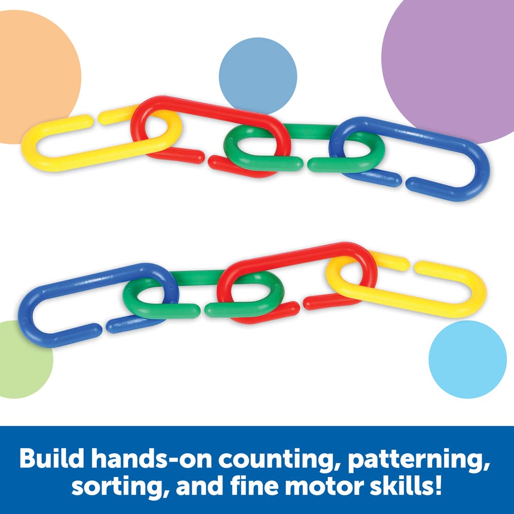 Close-up of rainbow links snapping together for fine motor practice by Learning Resources