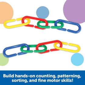 Close-up of rainbow links snapping together for fine motor practice by Learning Resources