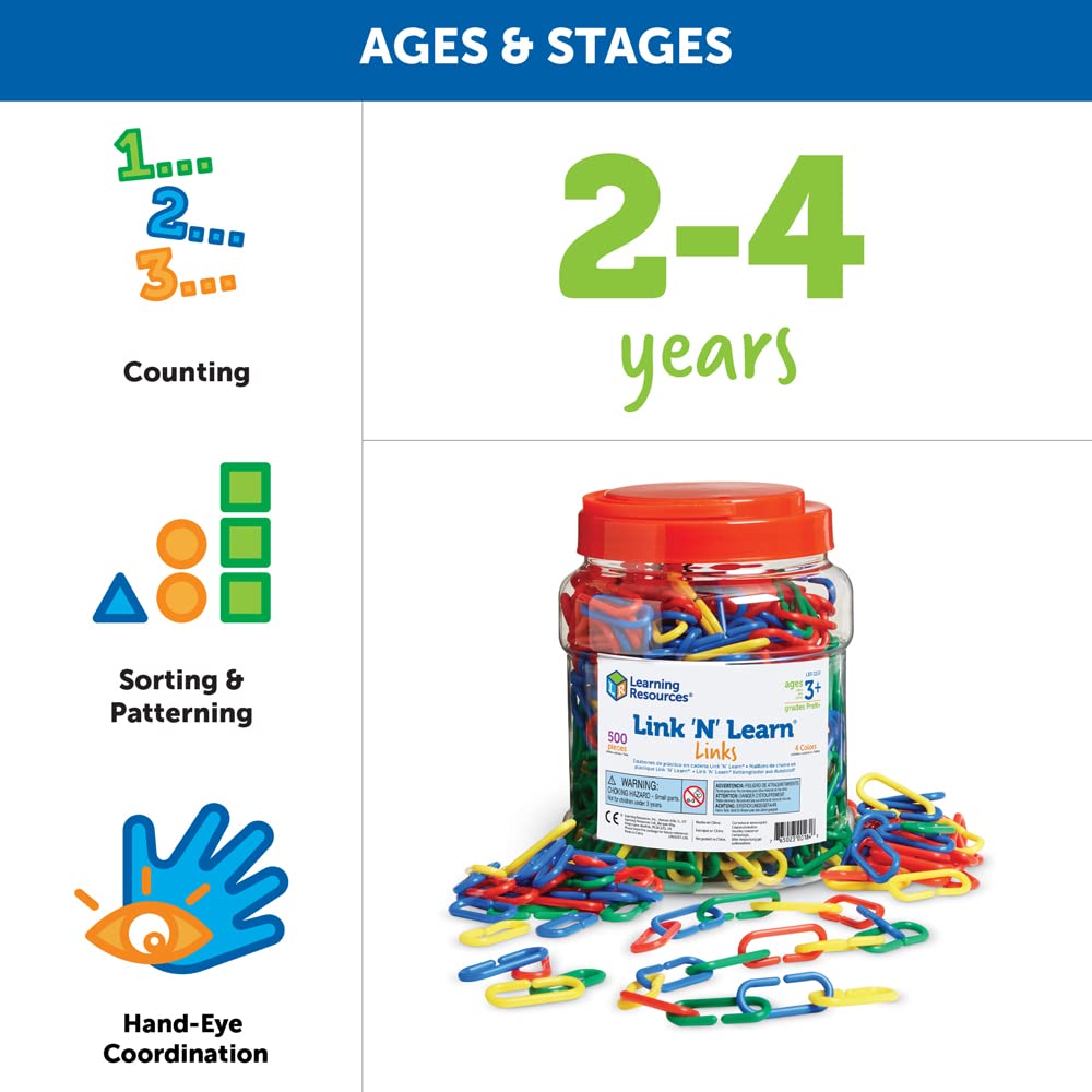 Rainbow Links used as math manipulatives for early learners by Learning Resources