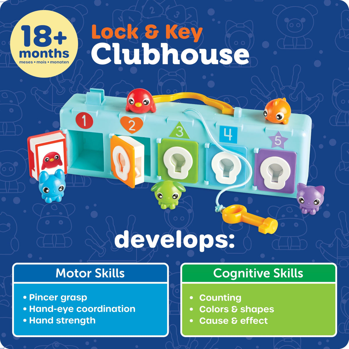 Learning Resources Lock & Key Clubhouse durable wipe-clean plastic for long-lasting use.