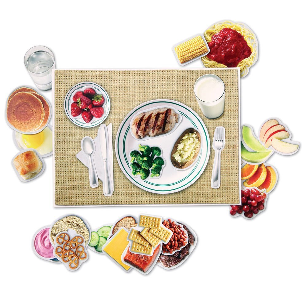 Learning Resources magnetic healthy foods set featuring vivid magnets for pretend play and fine motor skill practice.