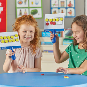Learning Resources magnetic ten-frame board back displays 1–20 visualization.