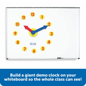 Learning Resources Magnetic Time gear hands demo shows accurate increments for clear demonstrations.