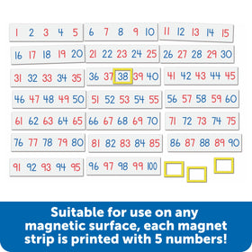 Learning Resources 20 magnets 1-100 grouped by fives supports counting by 5s and 10s.