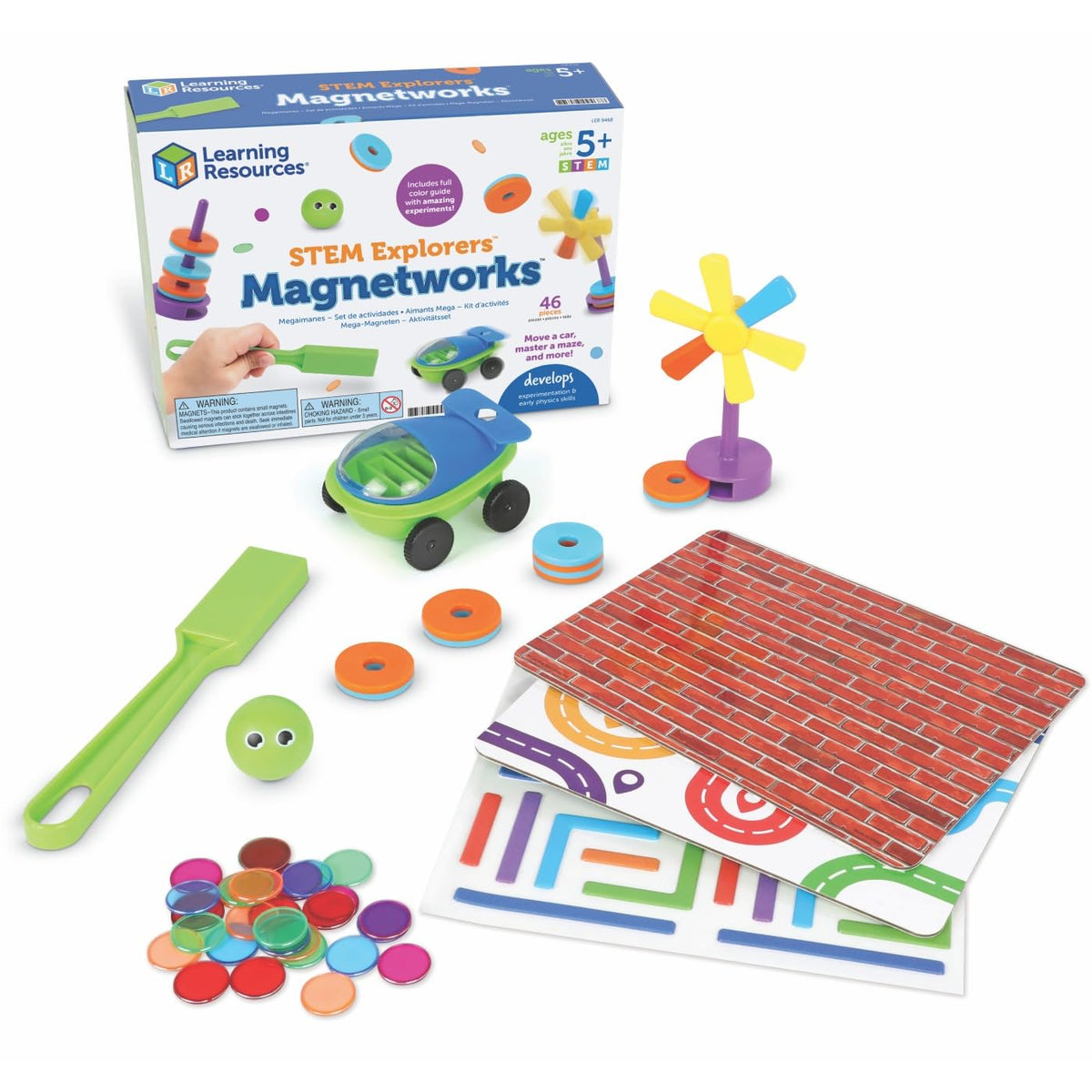 Learning Resources Magnetworks car movement shows magnetic attraction and propulsion.