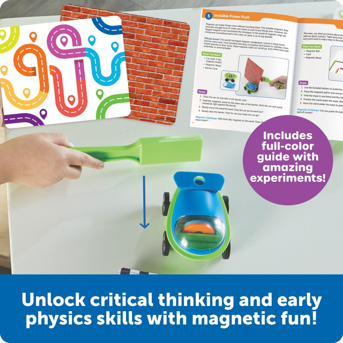 Learning Resources Magnetworks pinwheel spin demonstrates magnetic influence on motion.