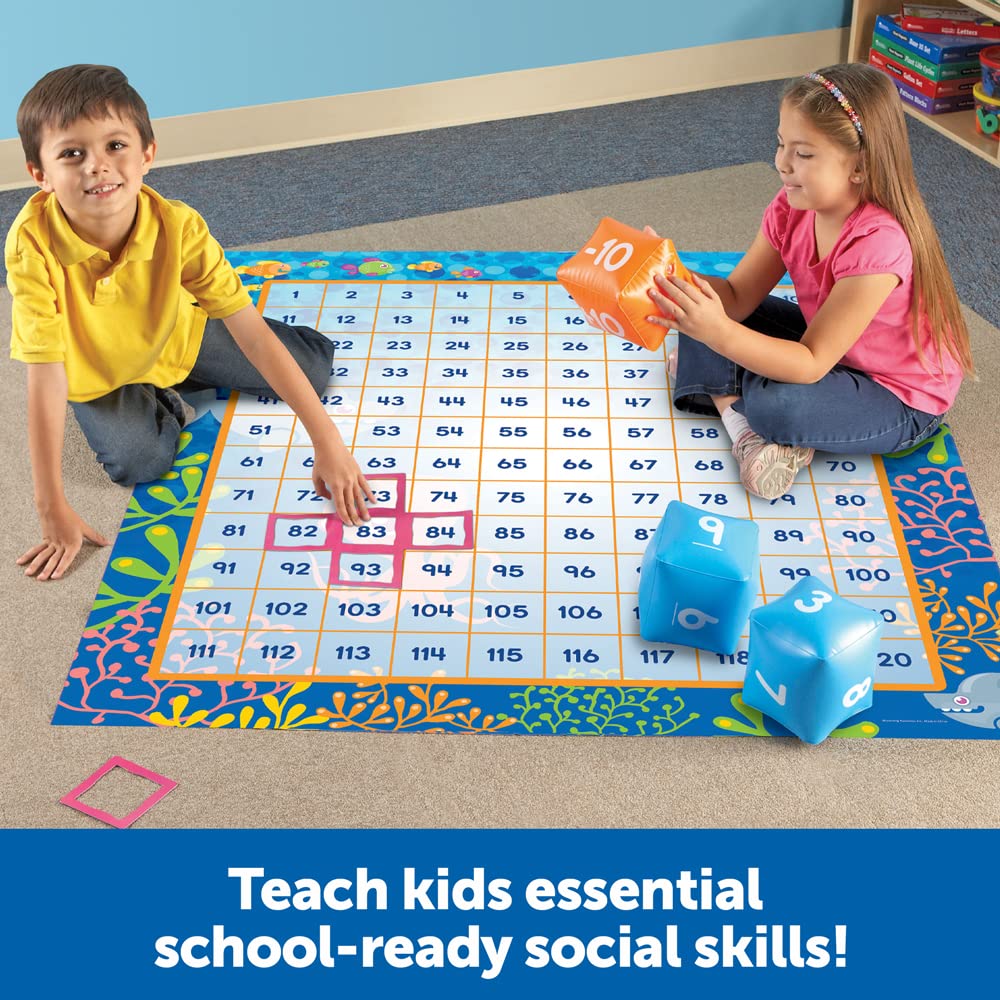 Learning Resources Make a Splash 120 Mat Floor Game classroom scene for group math exploration