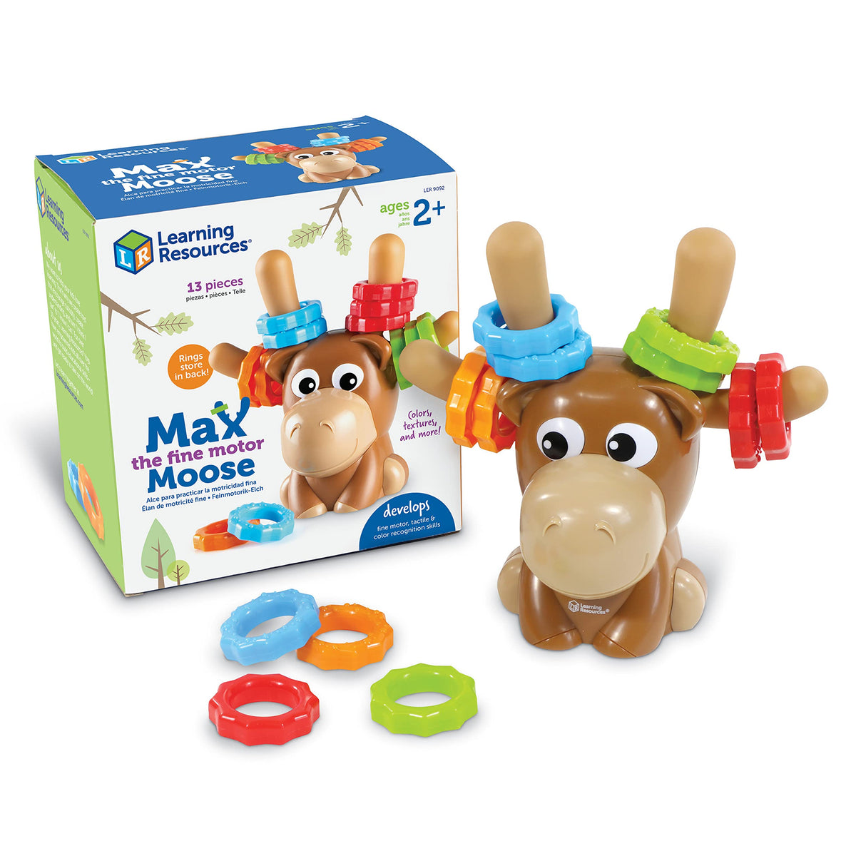 Max the Fine Motor Moose ring set in vibrant colors boosts early hand strength