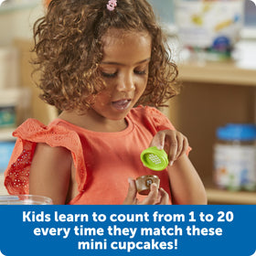 Learning Resources Mini Counting Cupcakes inner dots help match numbers visually.