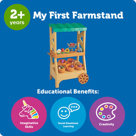 Learning Resources My First Farmstand baskets and food pieces ready for pretend market