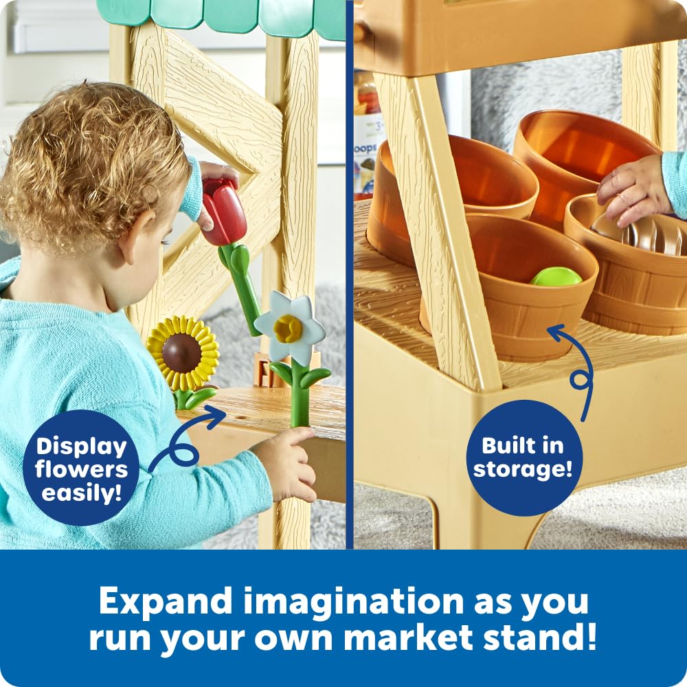 Learning Resources My First Farmstand rolling cart with storage supports easy setup and tidy play