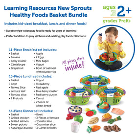 Learning Resources New Sprouts three-basket set keeps play food organized.