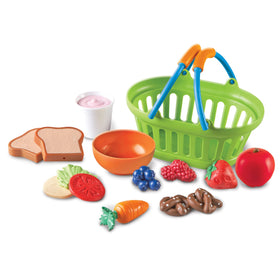 Learning Resources New Sprouts baskets measure 8.5 x 7 x 4 inches for storage.