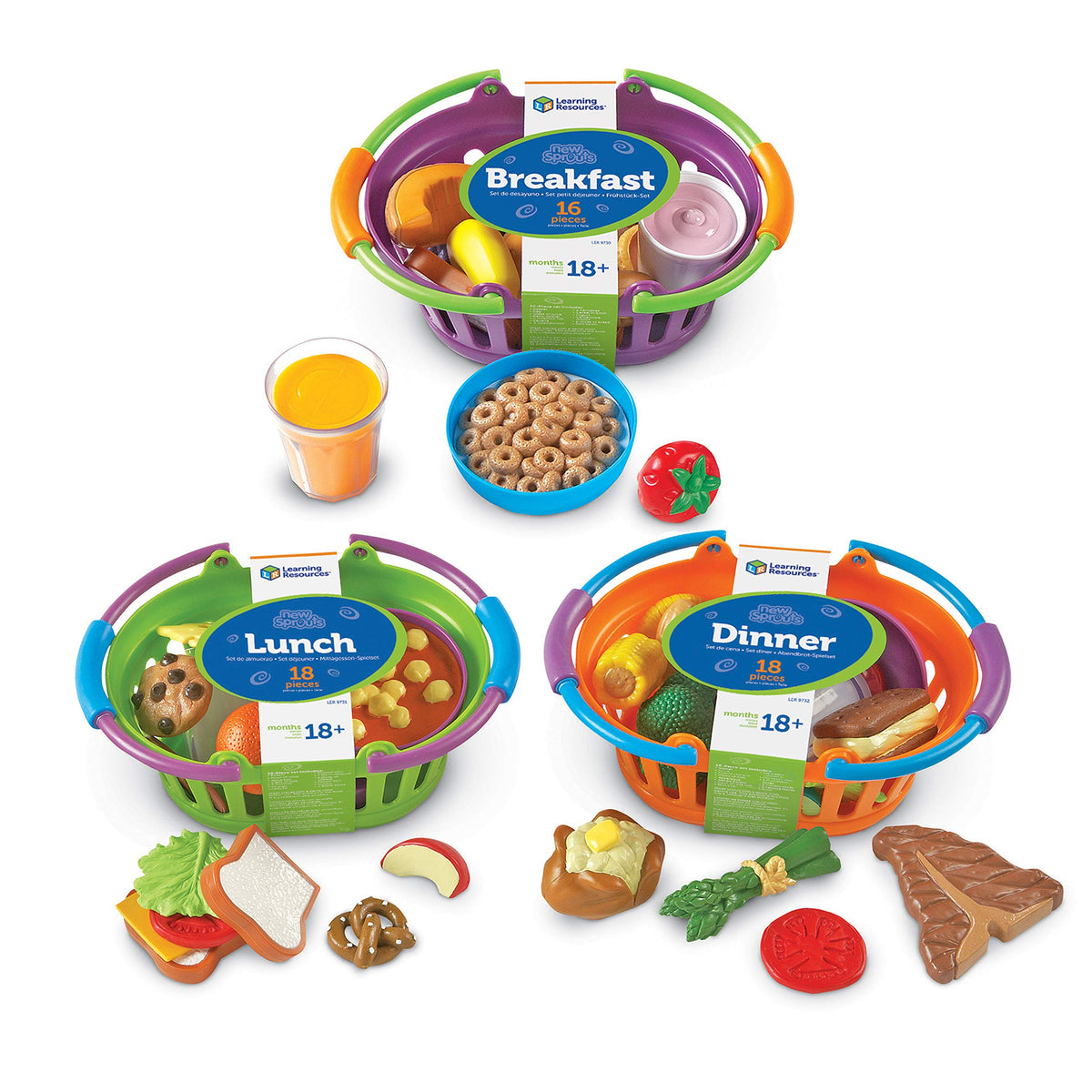 Learning Resources New Sprouts breakfast basket with colorful pretend pancakes for imaginative mornings.