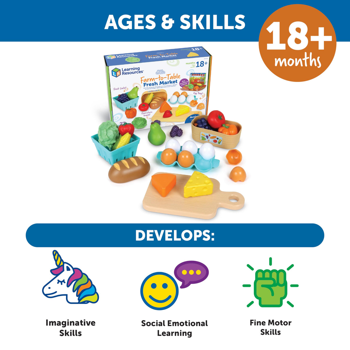 Learning Resources New Sprouts colorful food items spark sorting and recognition