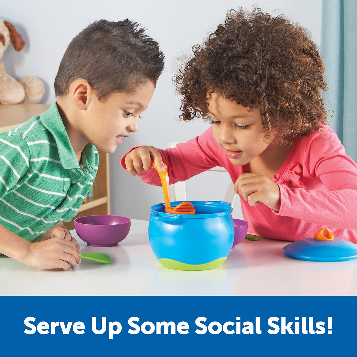 Learning Resources New Sprouts Soup On colorful vegetables encourage creative pretend meals and fine motor skills.