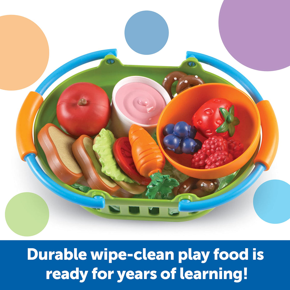 Learning Resources New Sprouts healthy dinner basket promotes family mealtime role-play.
