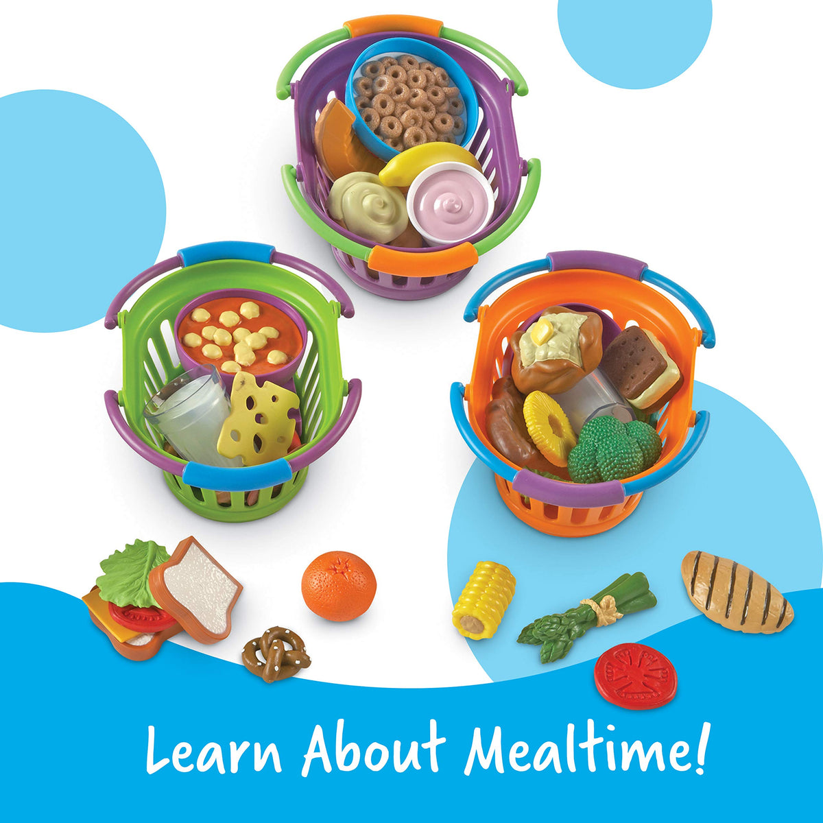 Learning Resources New Sprouts lunch basket showing realistic items for healthy hands-on mealtime exploration.