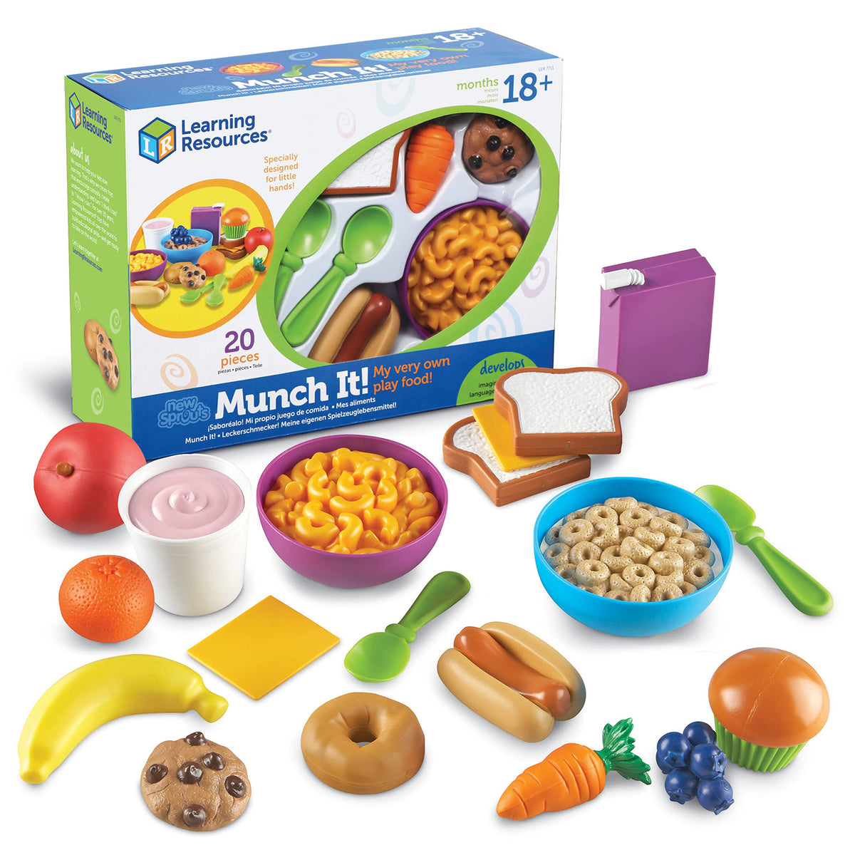 Learning Resources New Sprouts Munch It! macaroni and cheese for imaginative play and texture exploration.