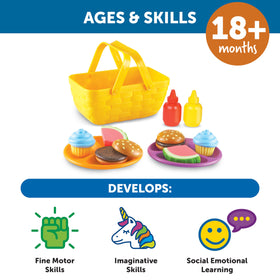 Learning Resources New Sprouts Picnic Set ketchup bottles encourage interactive storytelling.